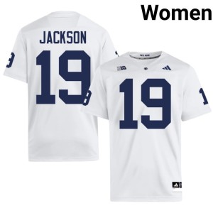 #19 College Football Game Amarion Jackson Penn State Lions Women White Jerseys 200325-833