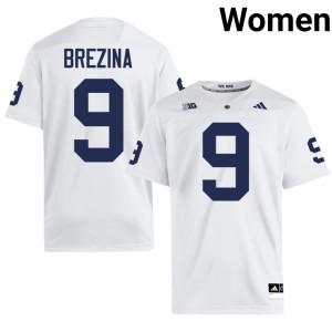 #9 White Nittany Lions College Football NCAA Cael Brezina Womens Jersey 140462-884