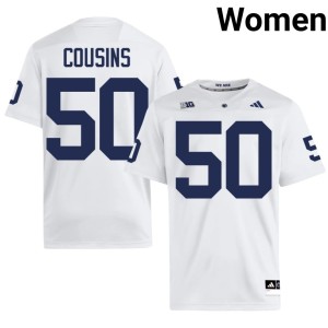 #50 College Football PSU Embroidery Womens White Cooper Cousins Jerseys 105584-982