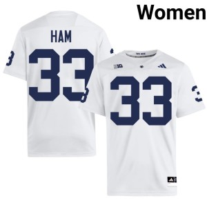 #33 Penn State Nittany Lions White High School Women Jack Ham College Football Jersey 707568-929