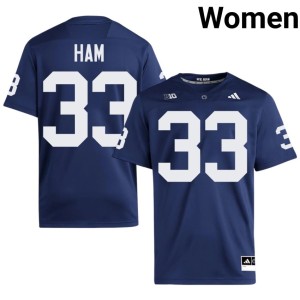 #33 Penn State Lions Jack Ham Navy College Football Women NCAA Jersey 852198-886