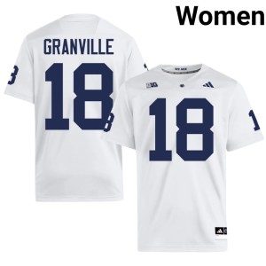 #18 Max Granville High School Lions College Football Women's White Jerseys 745187-488