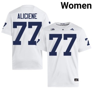 #77 Women High School College Football White Owen Aliciene Penn State Lions Jerseys 187943-468