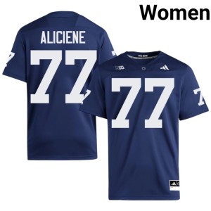 #77 Embroidery Owen Aliciene Penn State Lions College Football Navy Women Jersey 417730-182