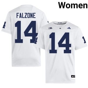 #14 Women's Peyton Falzone Replica Lions White College Football Jerseys 354258-436