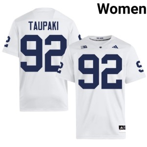 #92 Women's PSU Lions White College Football Siale Taupaki Player Jersey 297923-932