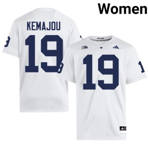 #19 White College Football Women's Embroidery Penn State Yvan Kemajou Jersey 486740-986