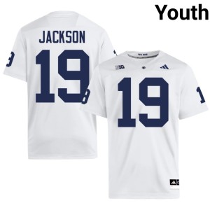 #19 College Football Amarion Jackson White Youth Nittany Lions Official Jerseys 898873-830