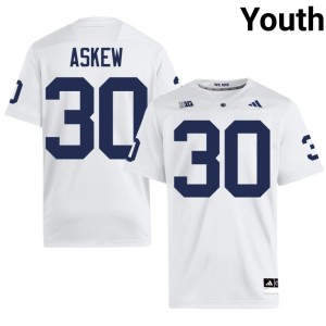 #30 College Football White Christian Askew Youth Embroidery PSU Nittany Lions Jersey 993530-970