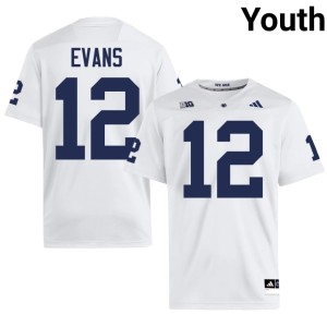 #12 Stitched Kase Evans White Youth Penn State Nittany Lions College Football Jersey 338899-444