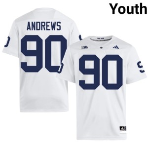 #90 White College Football Liam Andrews Youth PSU Lions University Jersey 617429-579