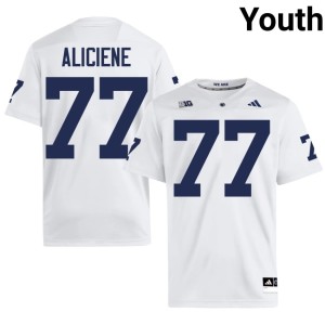 #77 Youth College Football Owen Aliciene NCAA White Penn State Lions Jersey 295679-559