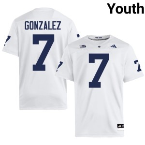 #7 University Peter Gonzalez Youth PSU White College Football Jersey 743792-268